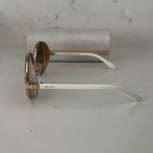 Jimmy Choo White and Gold Sunglasses